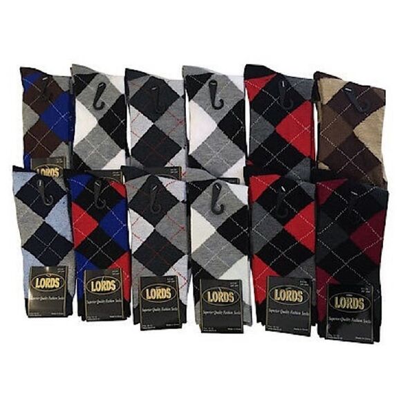 Men Lords Argyle Diamond Multi Color Dress Socks (3 pairs) - Picture 3 of 15